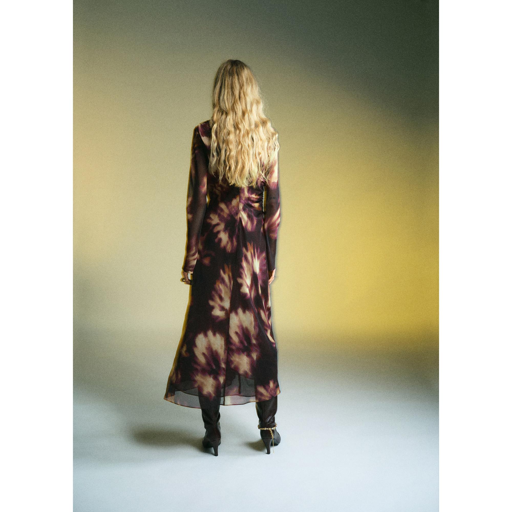 MANGO Giady Tie Dye Langarm Midikleid  