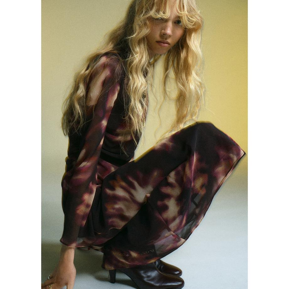 MANGO Giady Robe Maxi Manches Longues Tie Dye  