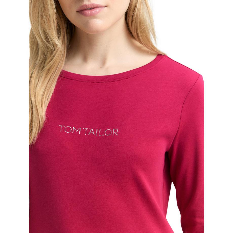 TOM TAILOR Longsleeve T-Shirt mit Strass-Logo  