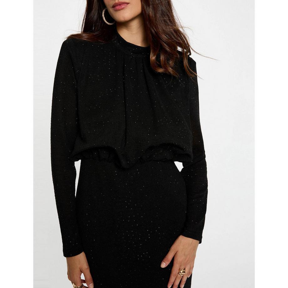 MORGAN Strickkleid Maxilänge Stehkragen  