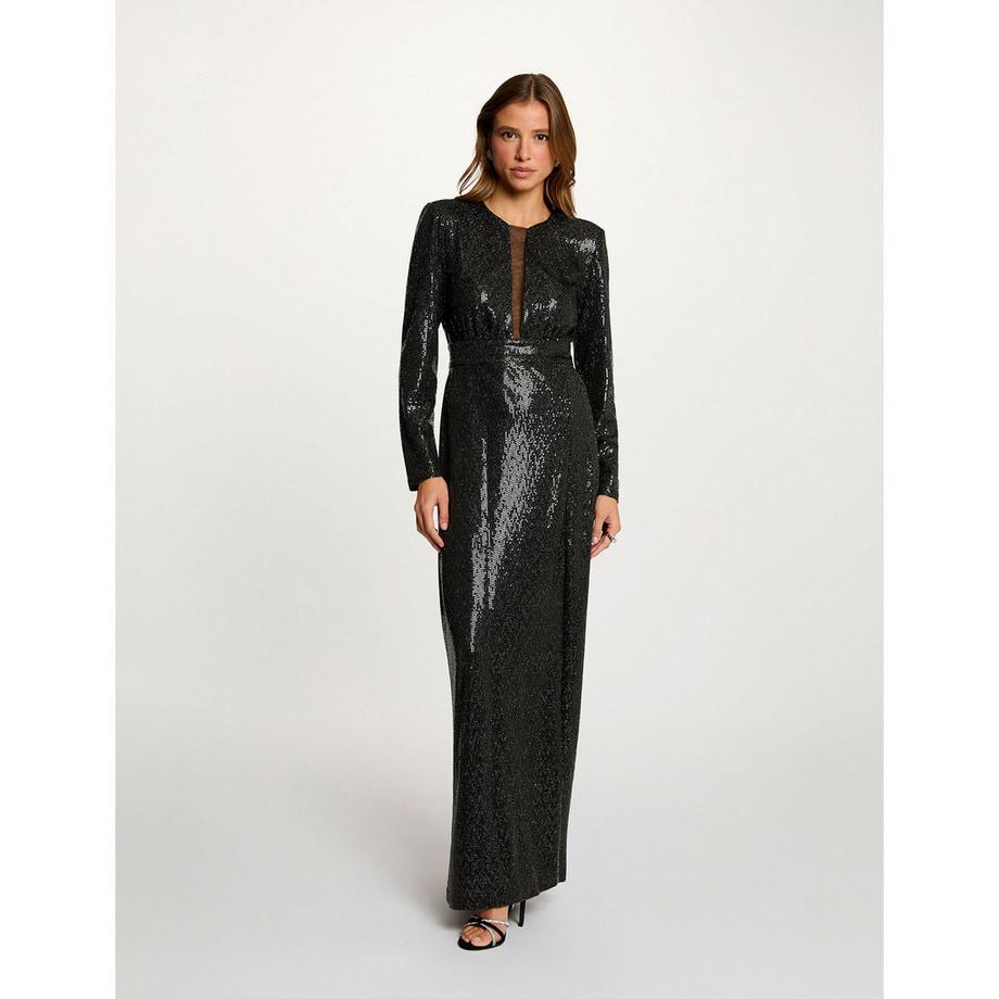 MORGAN Langarm Pailletten Maxikleid  