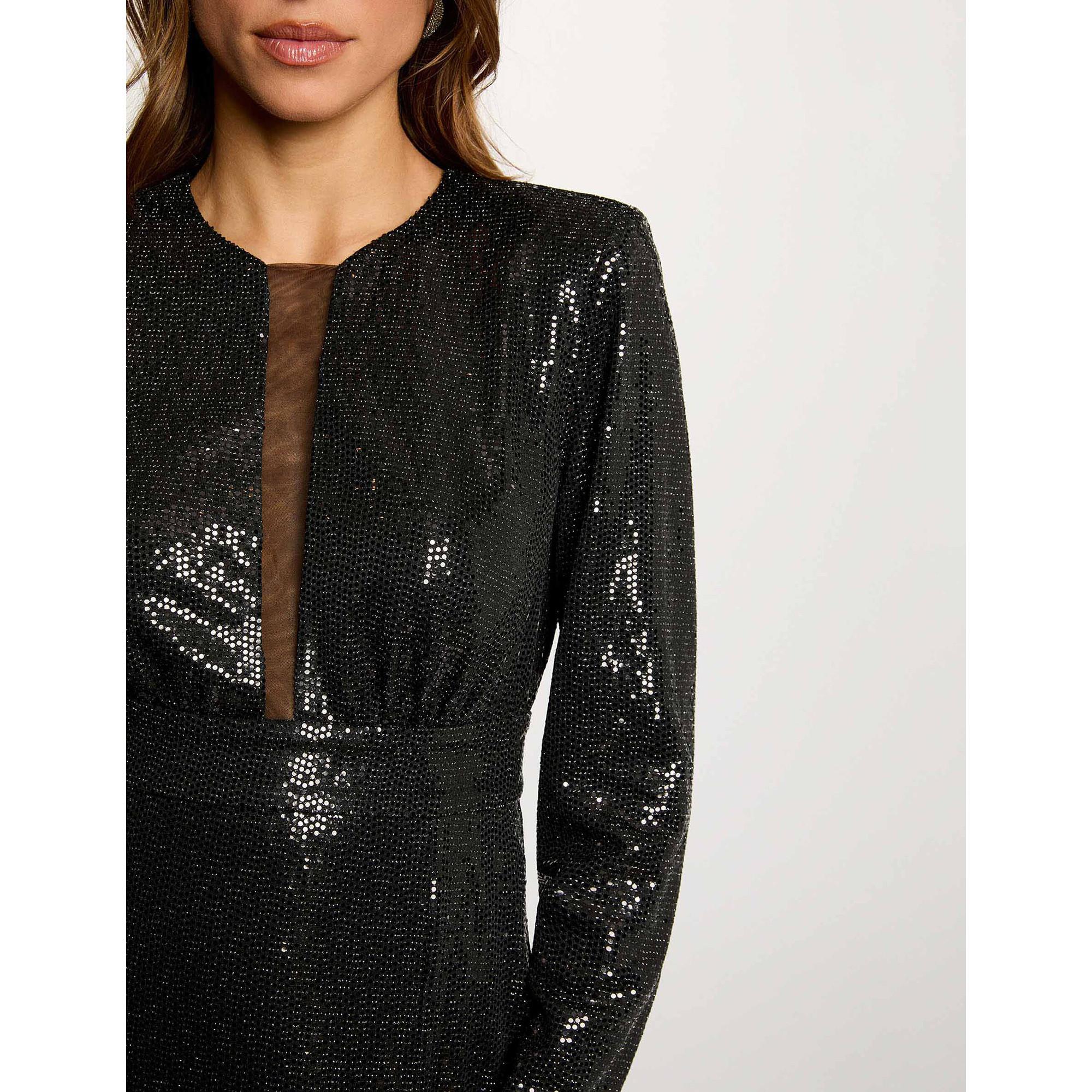 MORGAN Langarm Pailletten Maxikleid  