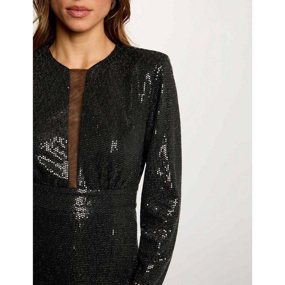 MORGAN Langarm Pailletten Maxikleid  