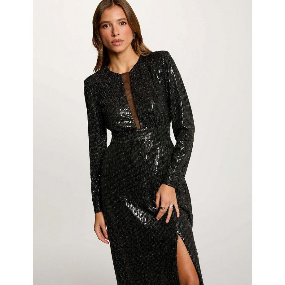 MORGAN Langarm Pailletten Maxikleid  