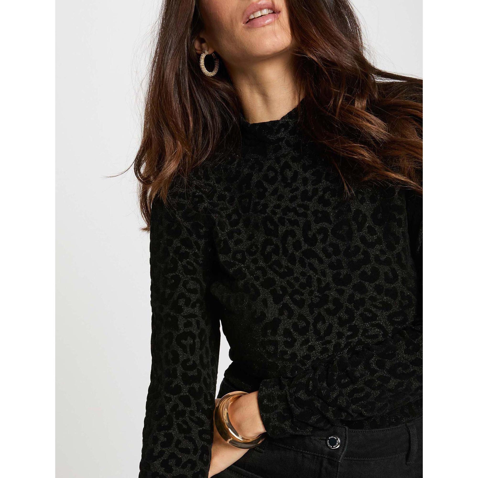 MORGAN T-shirt Manches Longues Imprimé Léopard  