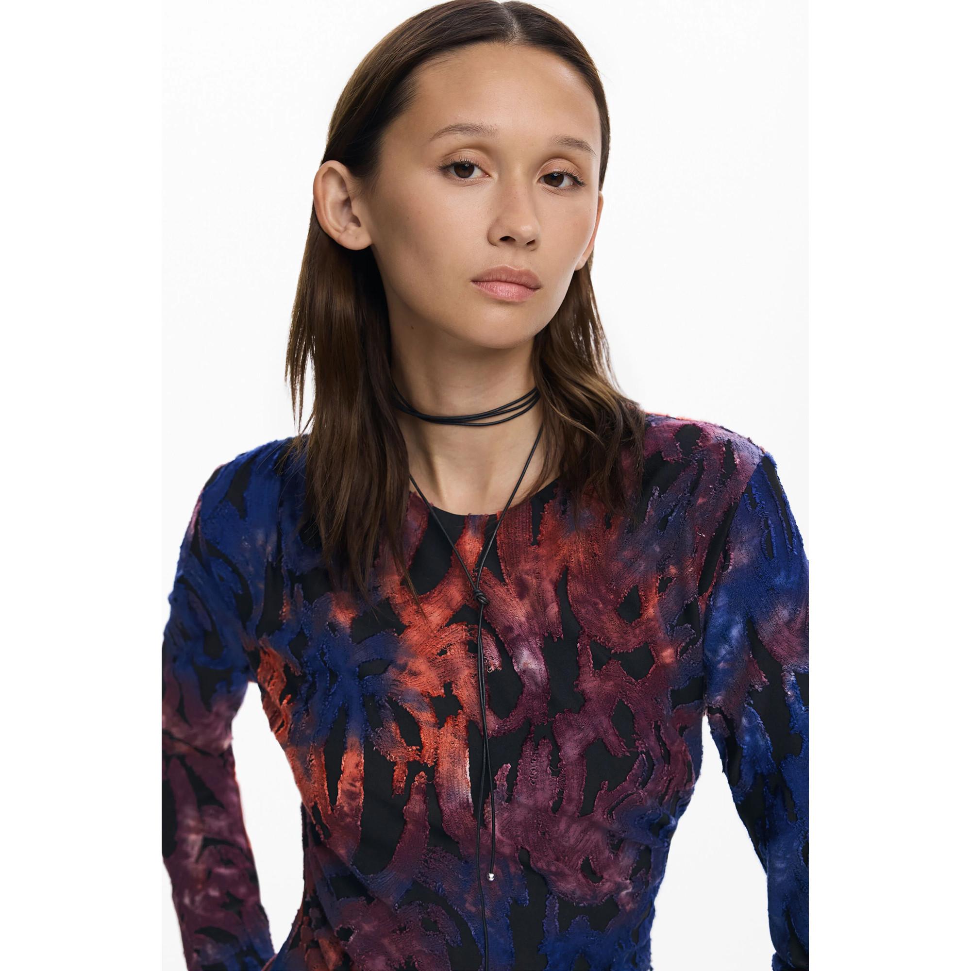 Desigual Motif Arty Robe Mini Manches Longues  