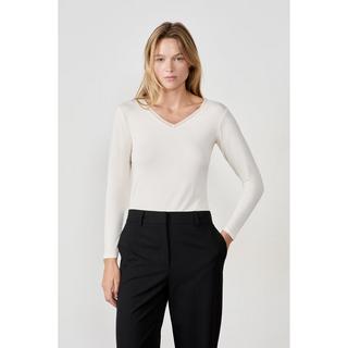 Etam T-shirt a maniche lunghe scollo a V con pizzo  