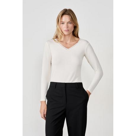 Etam T-shirt a maniche lunghe scollo a V con pizzo  