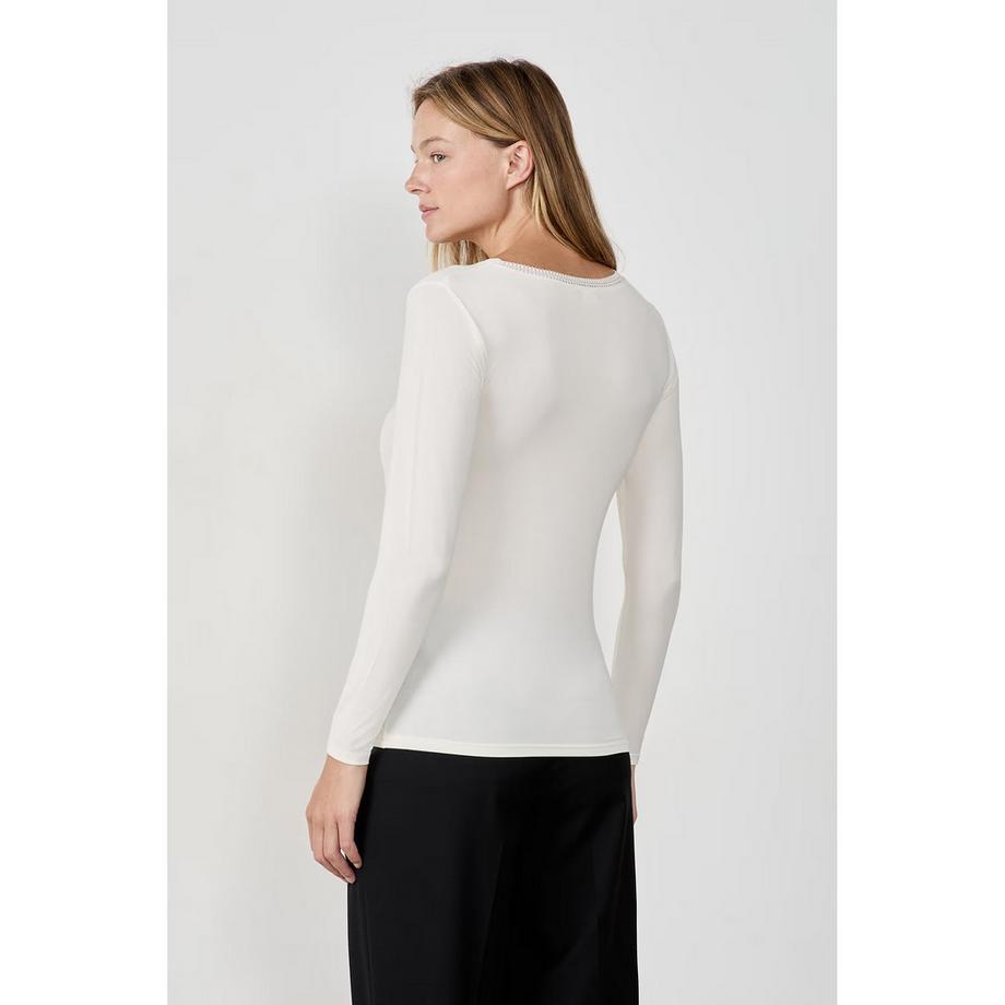 Etam T-shirt à manches longues col en V avec dentelle  