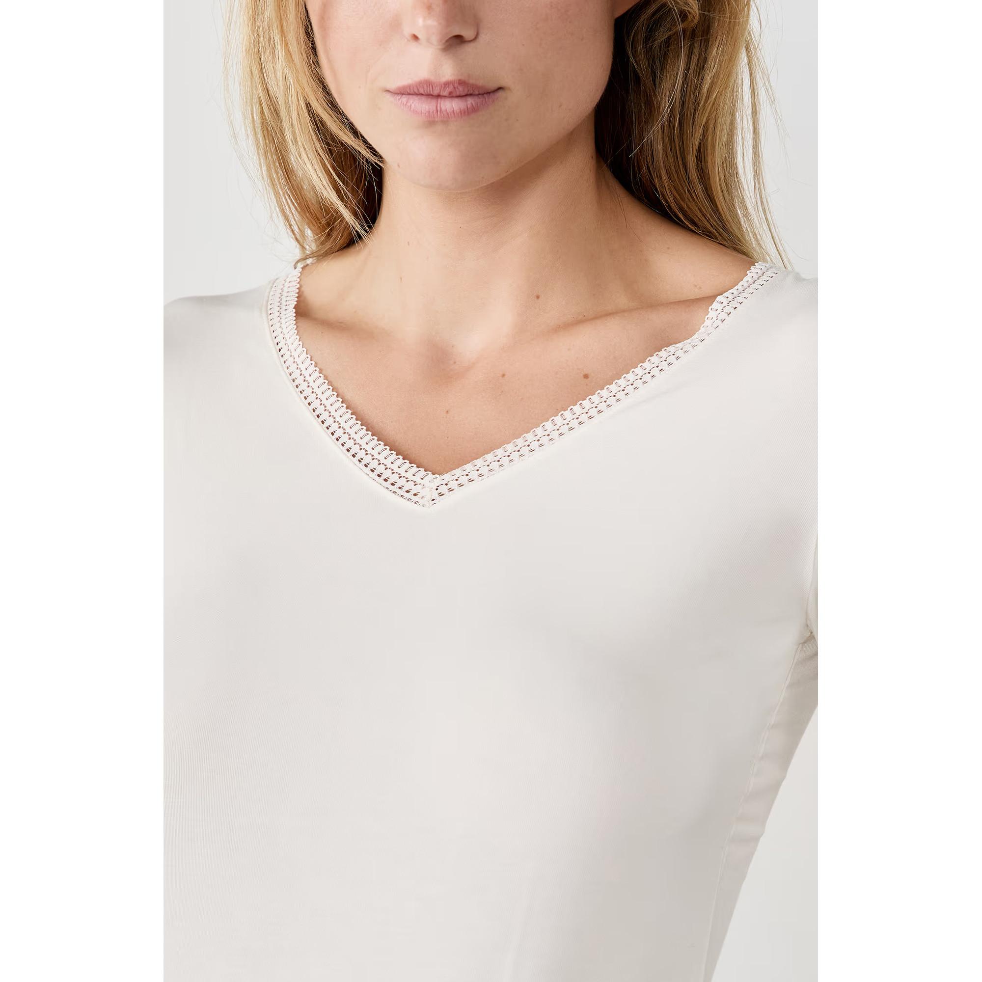 Etam T-shirt a maniche lunghe scollo a V con pizzo  