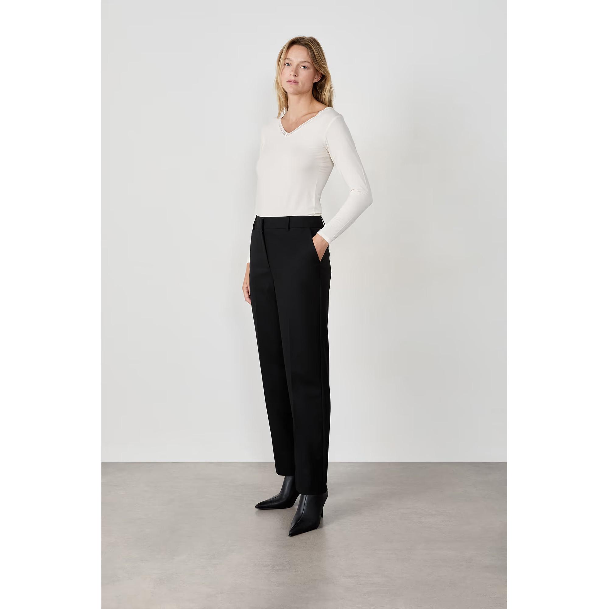 Etam T-shirt a maniche lunghe scollo a V con pizzo  