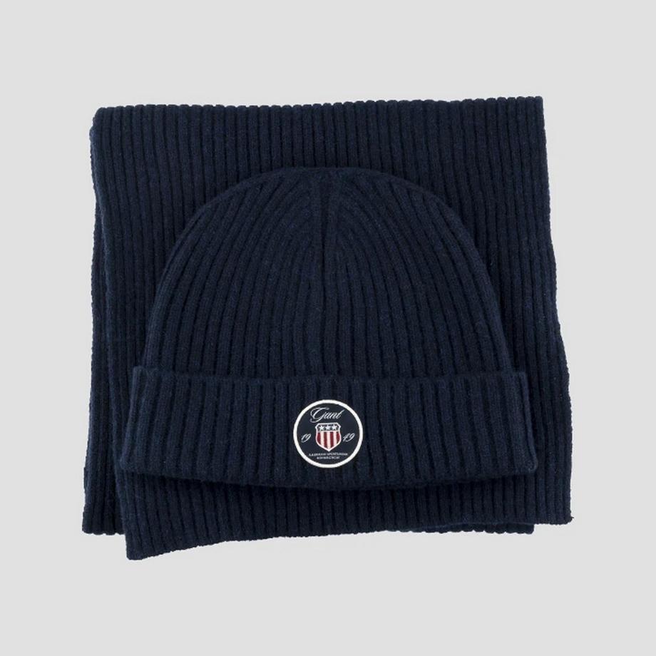 GANT Ensemble Bonnet et Écharpe Côtelés  