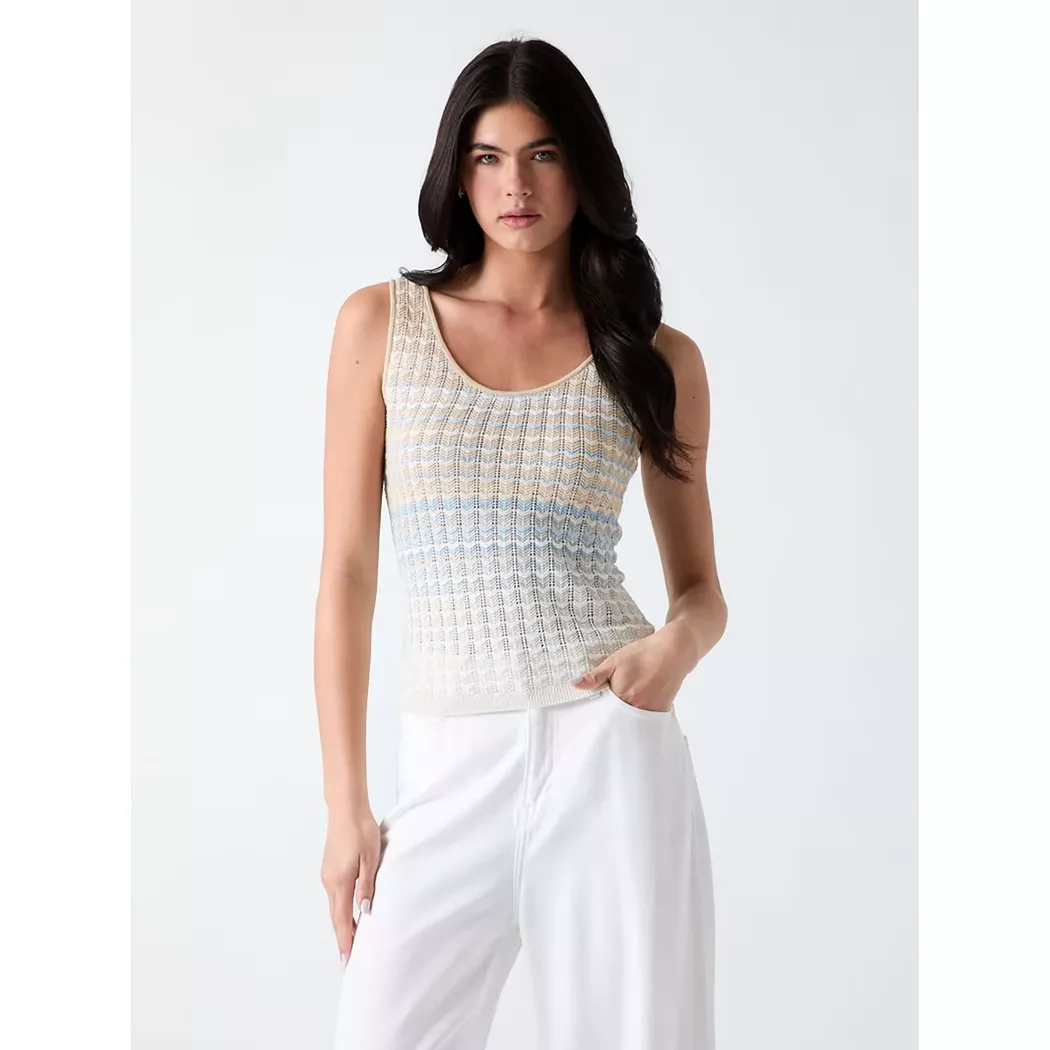 Guess pour femme. W6GR08Z0589 Top Rosalyn Tank multicolore (M), Casuel, Sans manches / bretelles