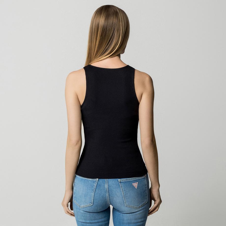 GUESS Geripptes Tanktop mit Logo  