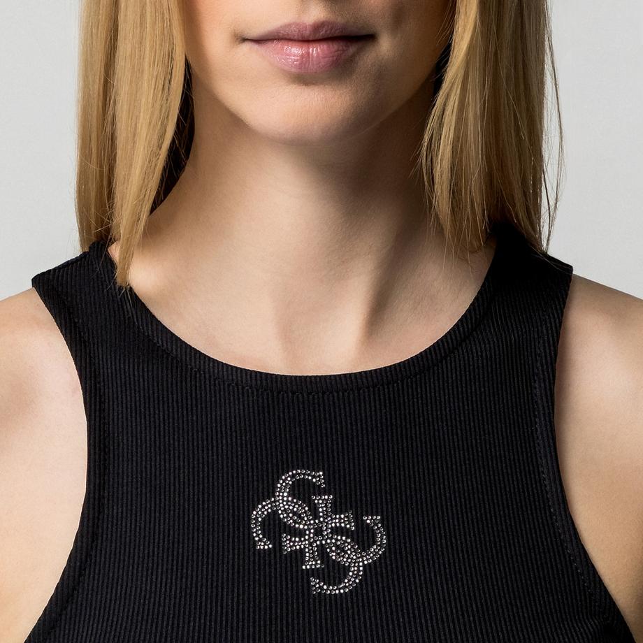 GUESS Geripptes Tanktop mit Logo  