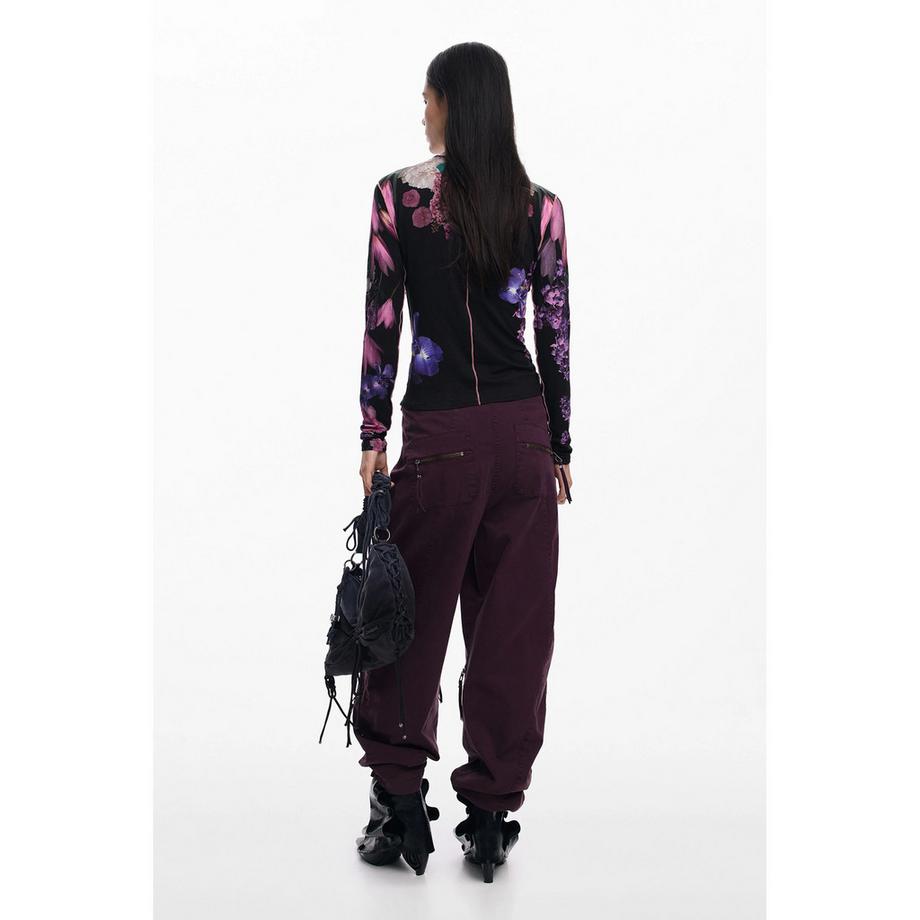 Desigual T-shirt Slim Fit à Manches Longues Imprimé Floral  