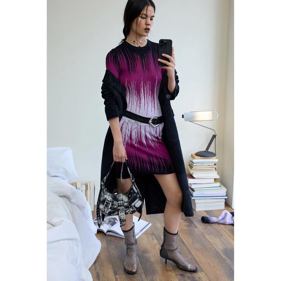 Desigual Vestito Mini Maniche Lunghe Fantasia  