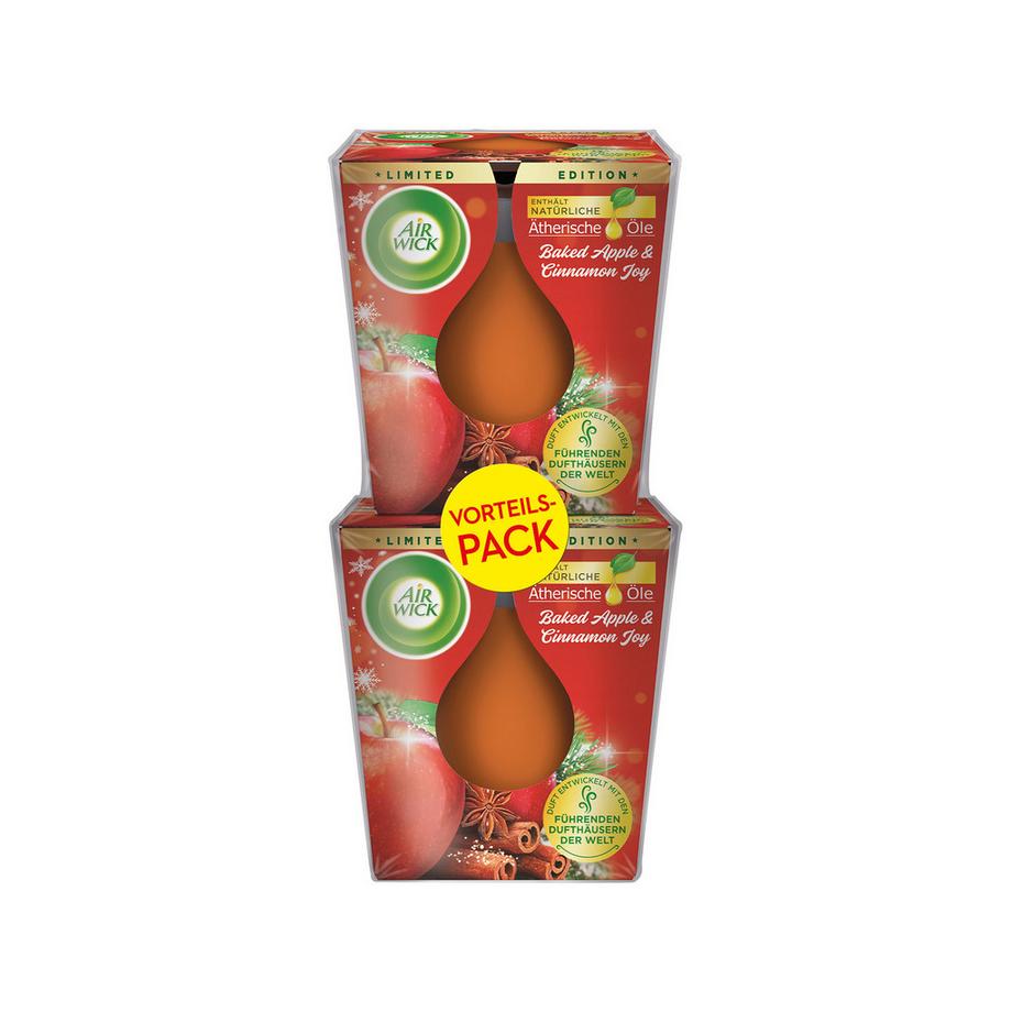 AIR WICK Bougie parfumée duo Baked Apple & Cinnamon Joy 