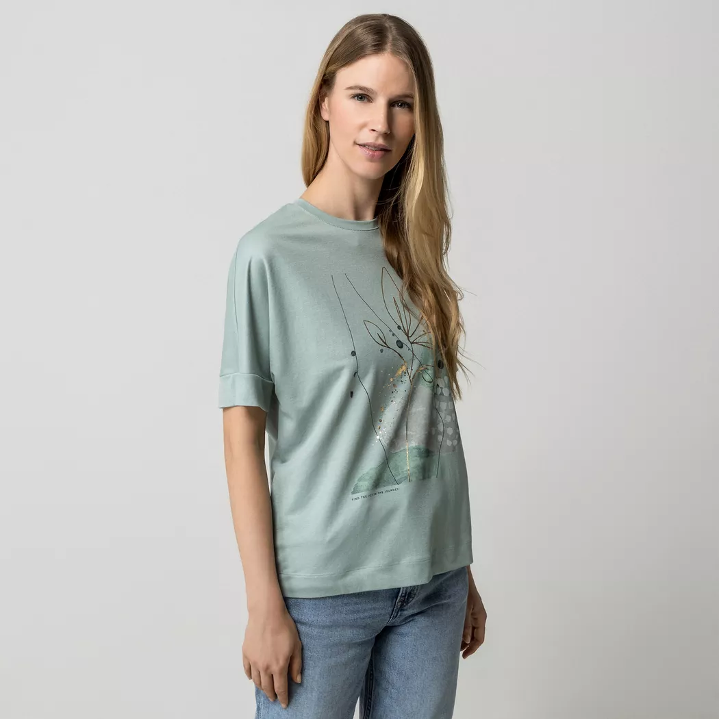 Kurzarmshirt ONLY "ONLTENNA O-NECK S/S TOP JRS NOOS", Damen, Gr. M, jadeite, Jersey, Obermaterial: 50% Baumwolle, 50% Polyester, unifarben, regular fit normal, Rundhals, Shirts 4