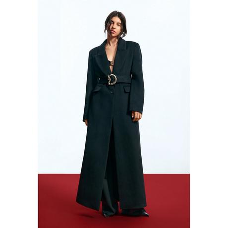 Desigual Lungo Cappotto di Lana con Cintura  