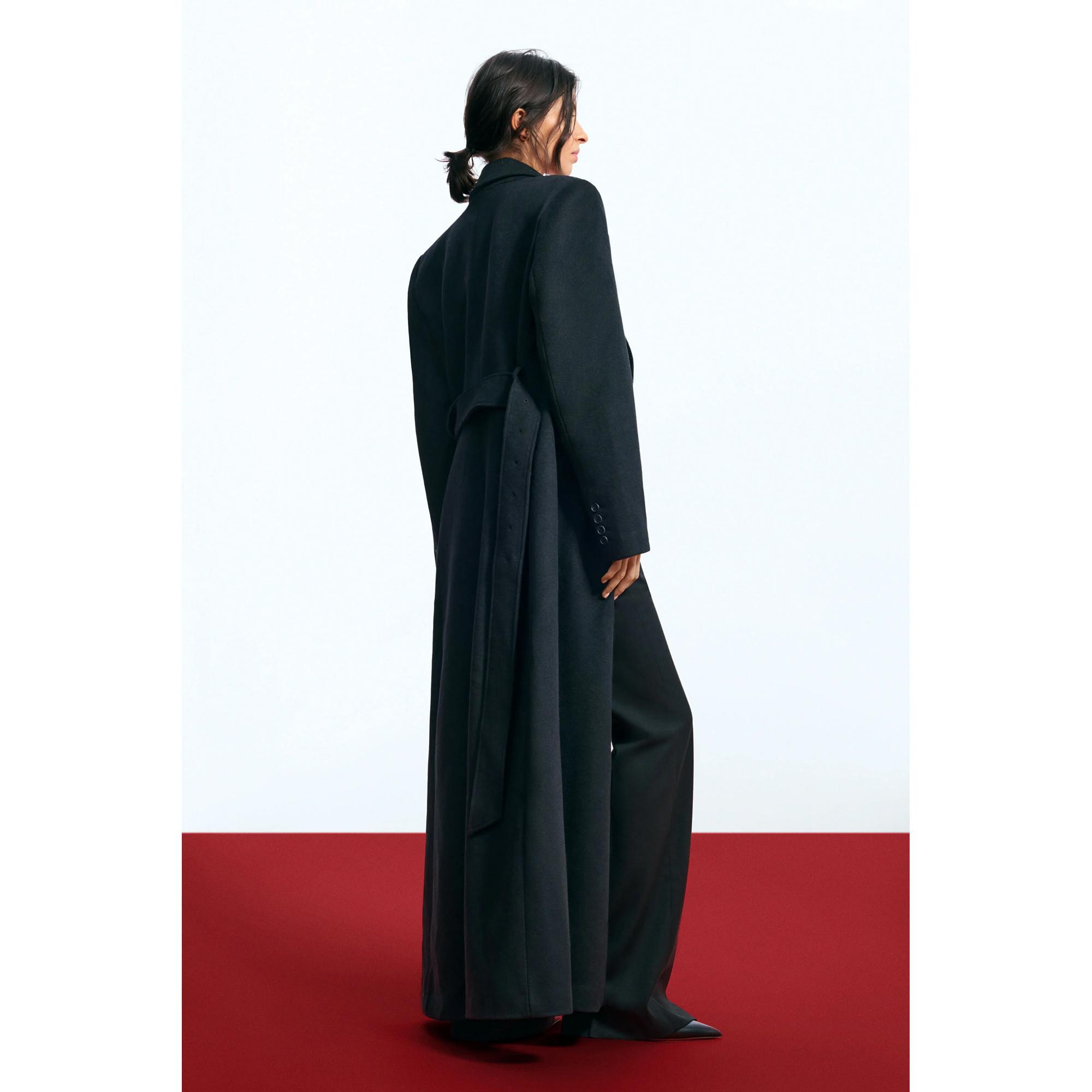 Desigual Lungo Cappotto di Lana con Cintura  