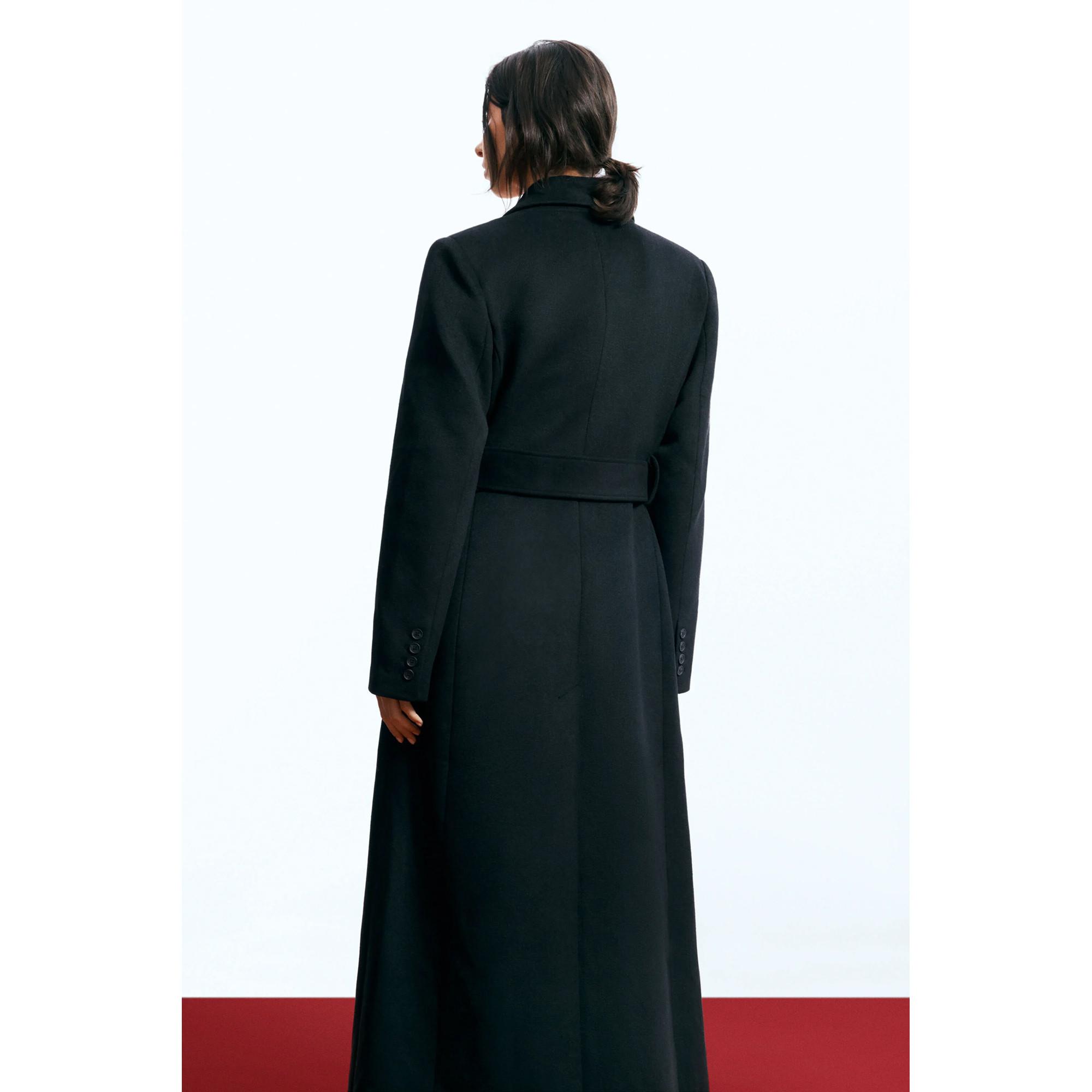 Desigual Lungo Cappotto di Lana con Cintura  