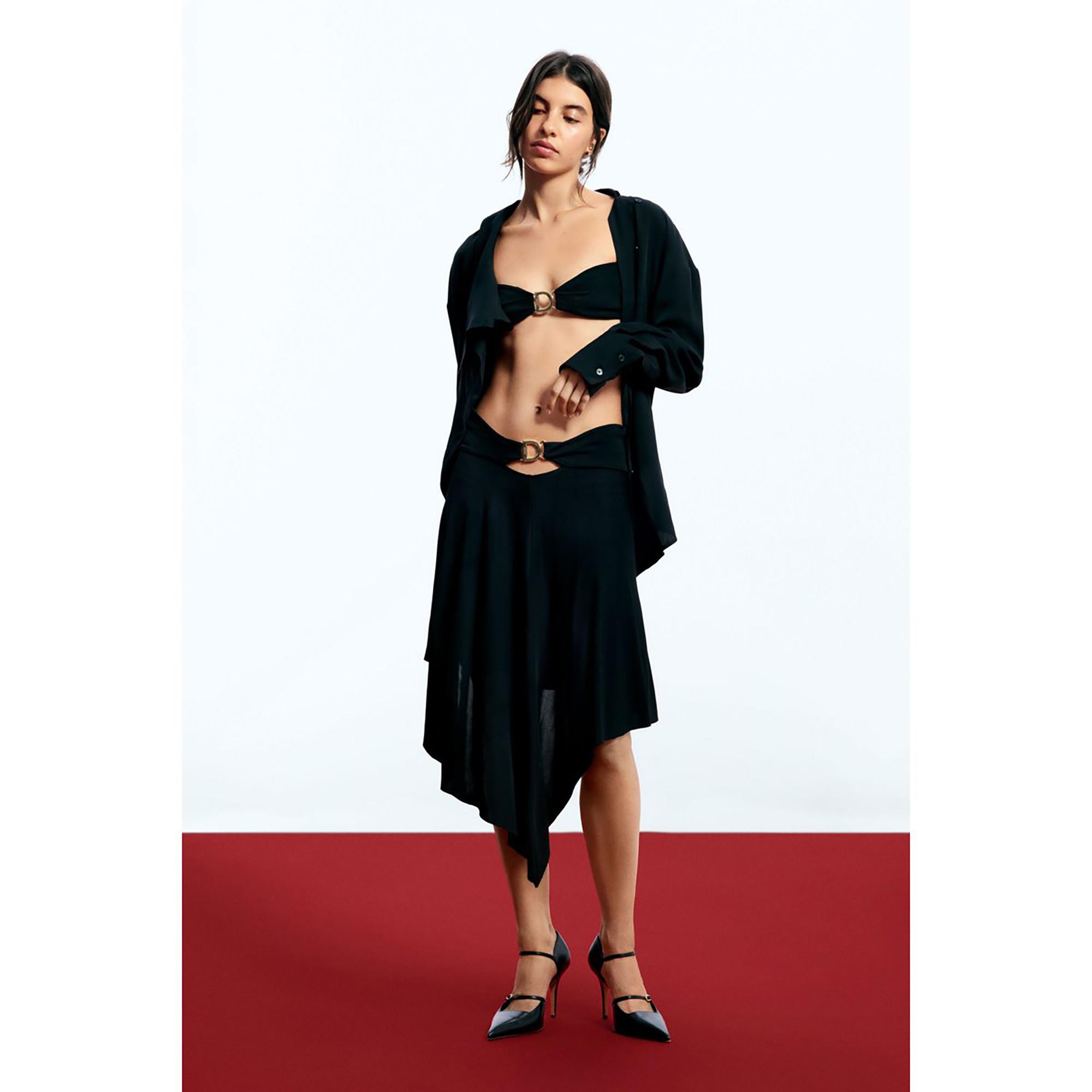 Desigual Asymmetrischer Saum Midi Rock mit D-Ring Detail  