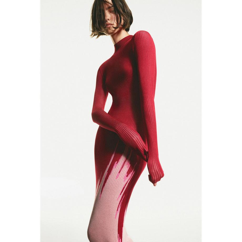 Desigual Robe en maille côtelée à manches longues  