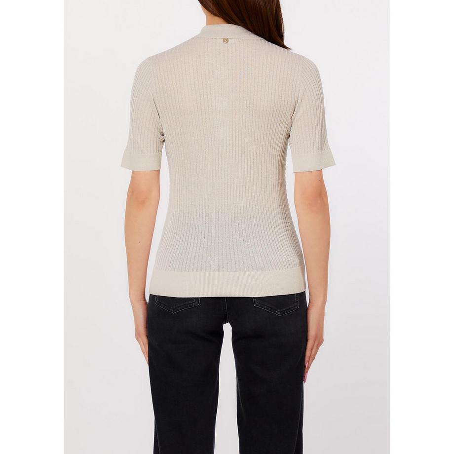 LIU JO Geripptes Strick-Polo-Shirt  