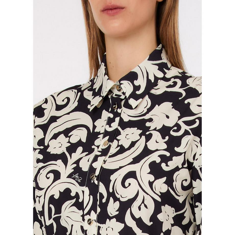 LIU JO Langarm Midi Hemdblusenkleid mit Blumenmuster  