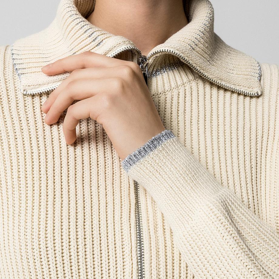 Max & Co Cardigan en maille côtelée Regular Fit avec fermeture éclair intégrale  