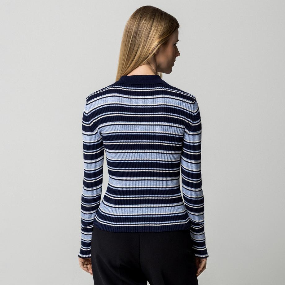 Max & Co Gestreiftes Langarm Polo Shirt  