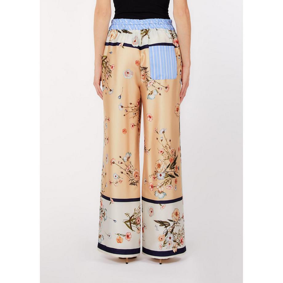 LIU JO Pantalon large fleuri et rayé  