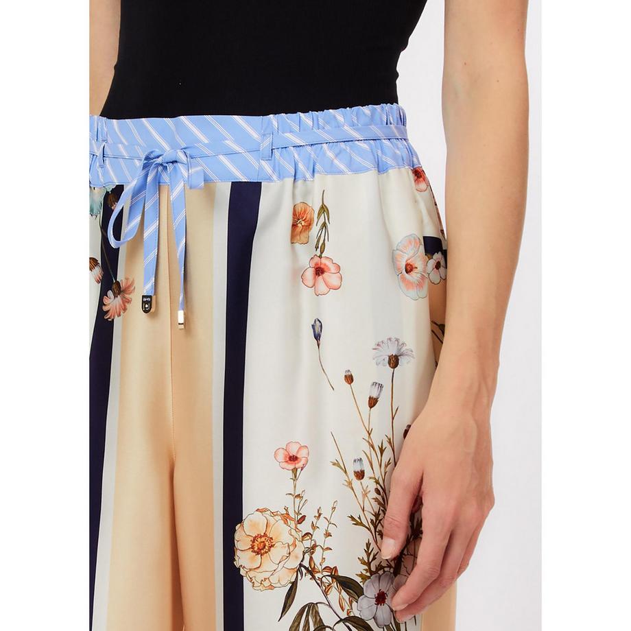 LIU JO Pantalon large fleuri et rayé  
