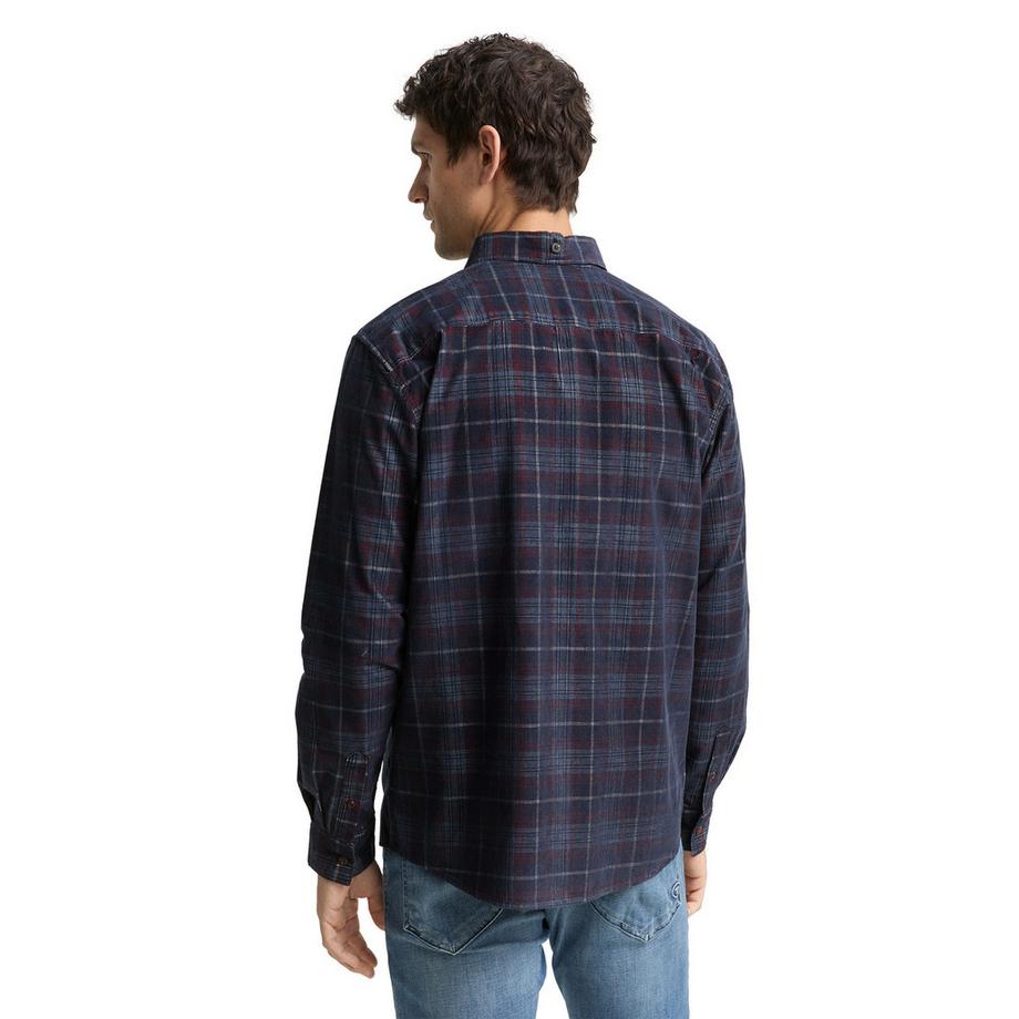 TOM TAILOR Camicia in Velluto a Coste a Quadri  