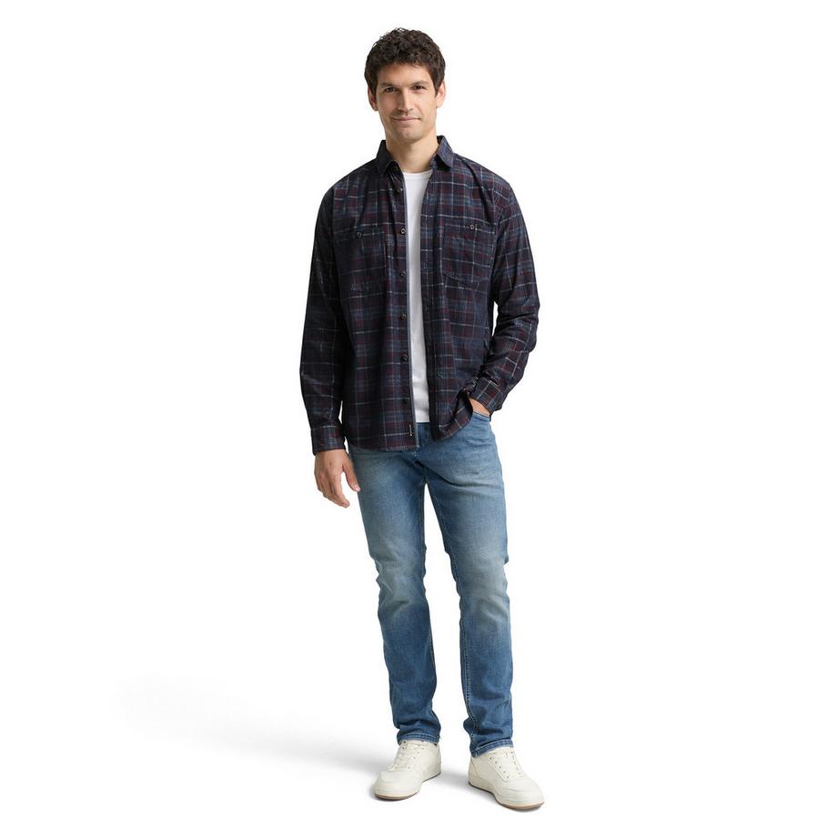 TOM TAILOR Camicia in Velluto a Coste a Quadri  