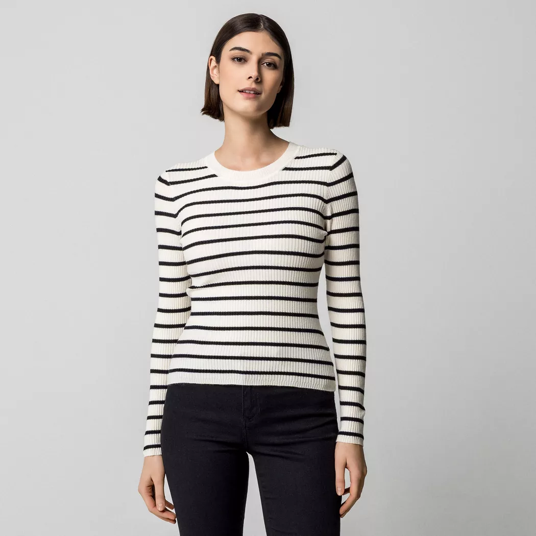 Strickpullover ONLY "ONLMILOUZ LS RIB PULLOVER KNT NOOS", Damen, Gr. M, moonbeam, Strick, Obermaterial: 100% Polyacryl, unifarben, hüftlang, Rundhals, Pullover Strickpullover
