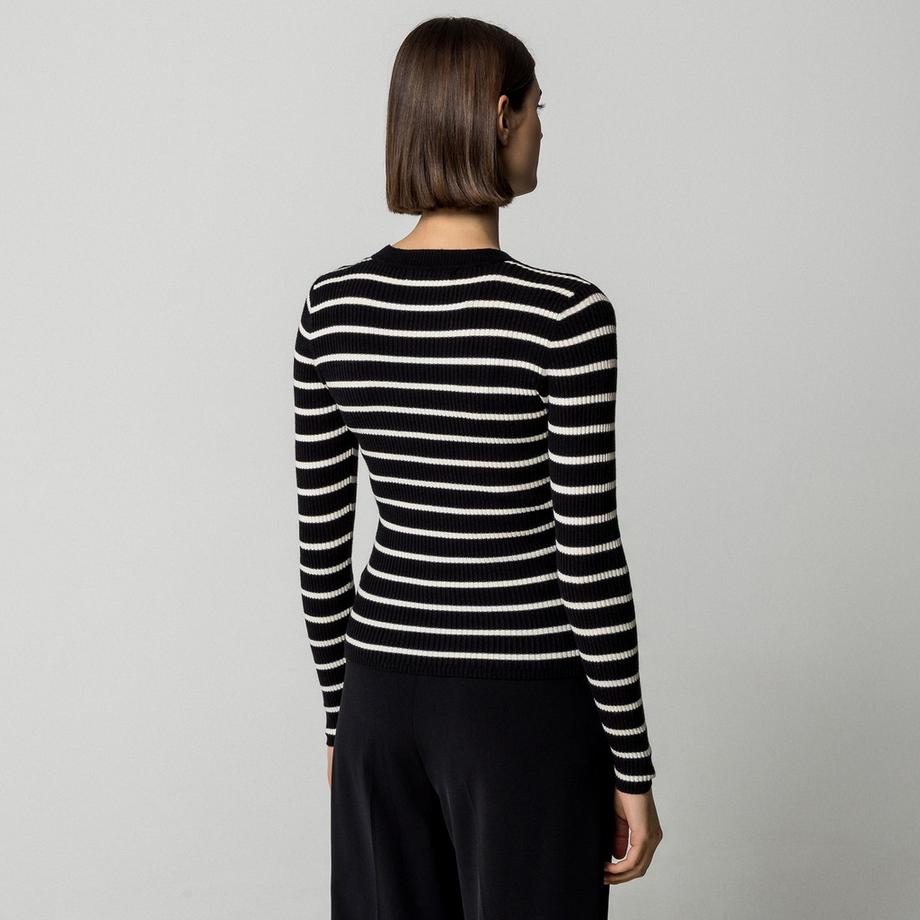 ONLY Pull en maille côtelée rayé  