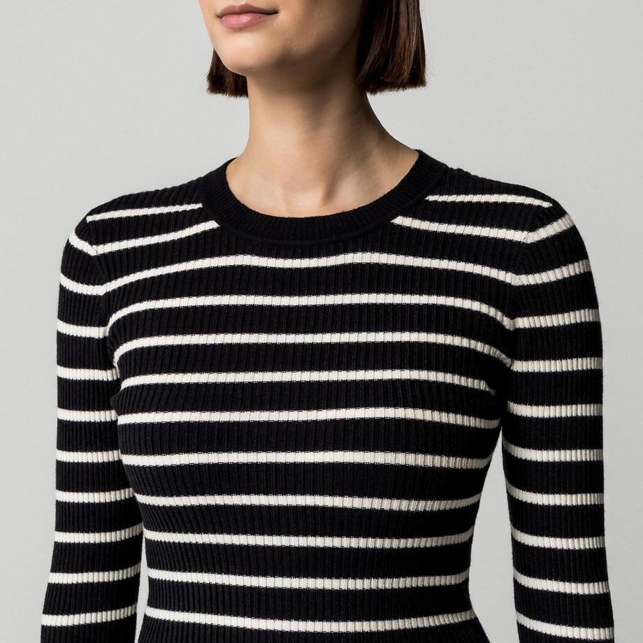 ONLY Pull en maille côtelée rayé  