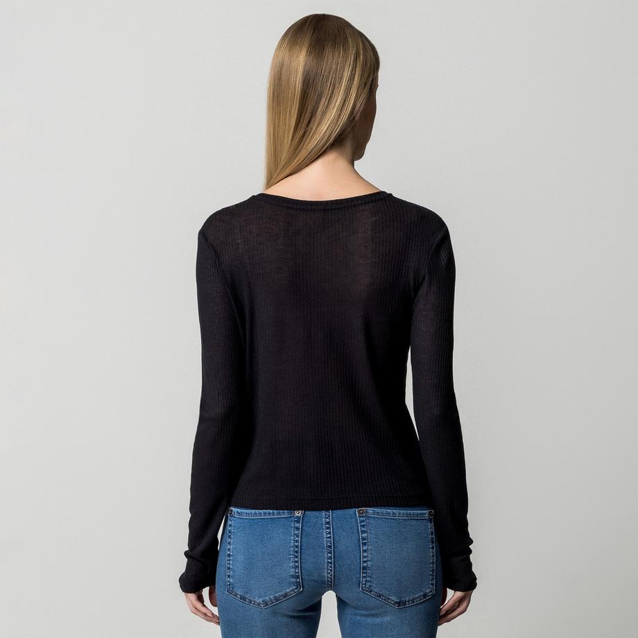 ONLY Geripptes Langarm Slim Fit Top  