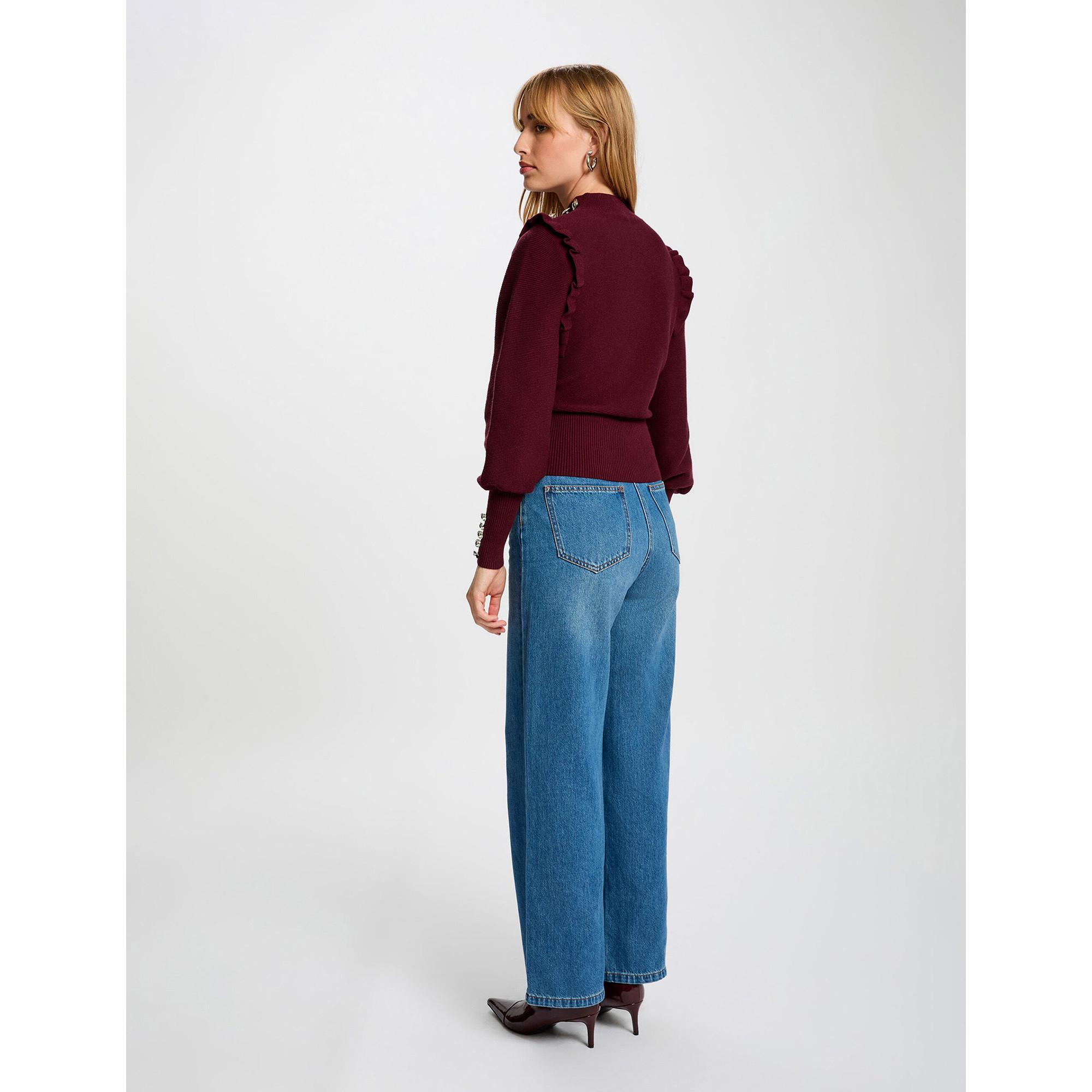 MORGAN Pull avec Volants et Boutons Décoratifs  