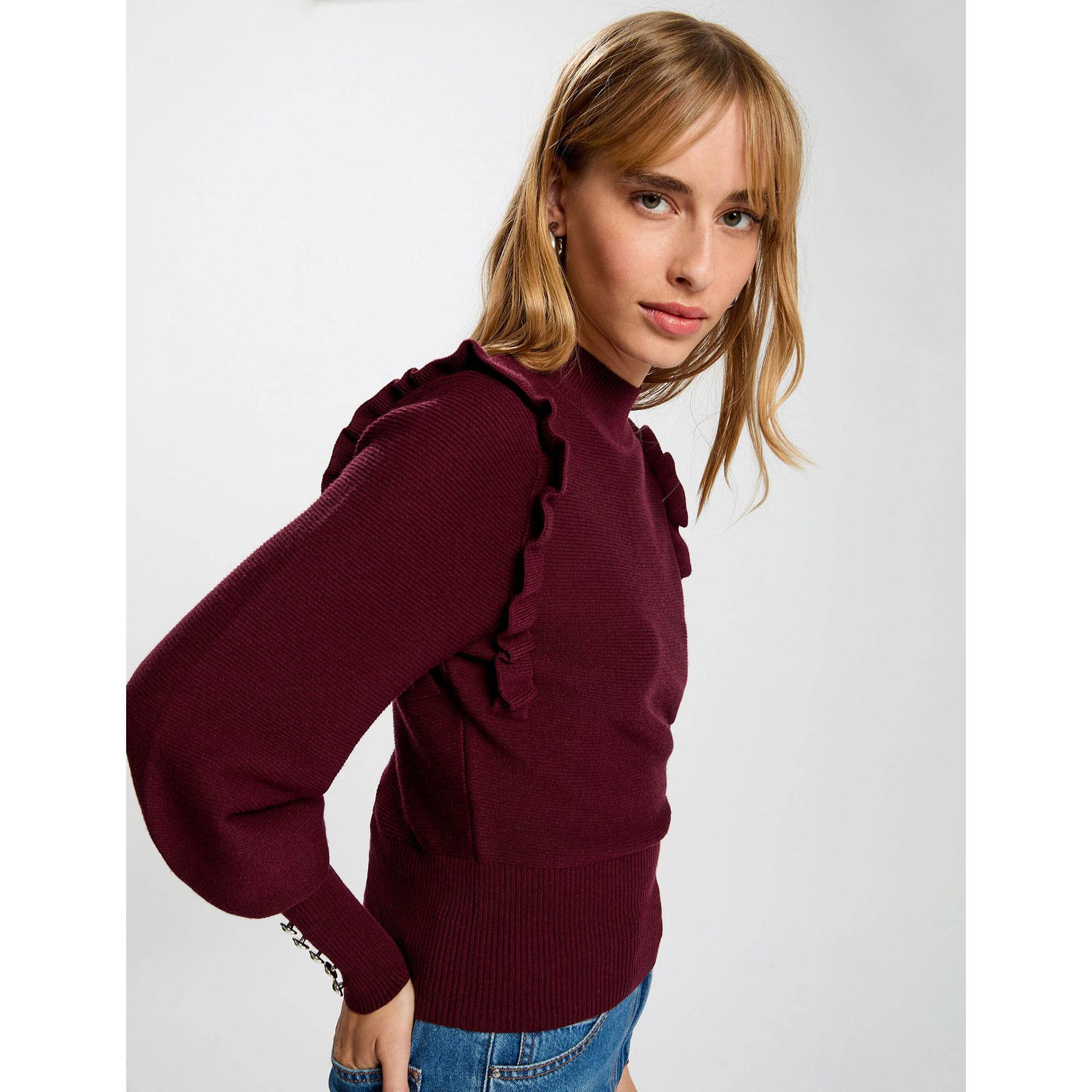 MORGAN Pull avec Volants et Boutons Décoratifs  