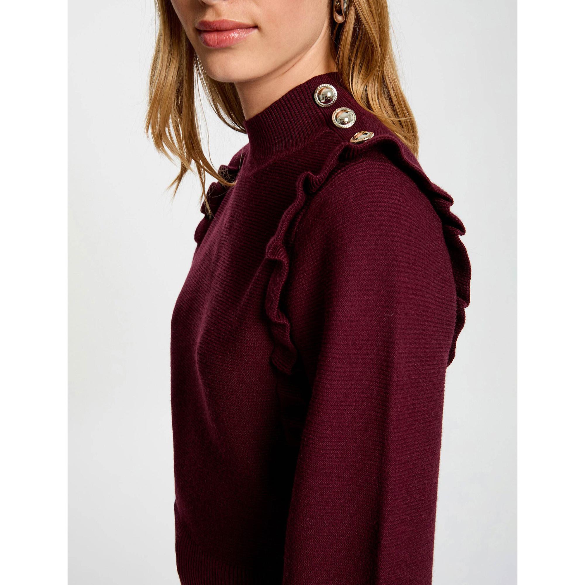 MORGAN Pull avec Volants et Boutons Décoratifs  