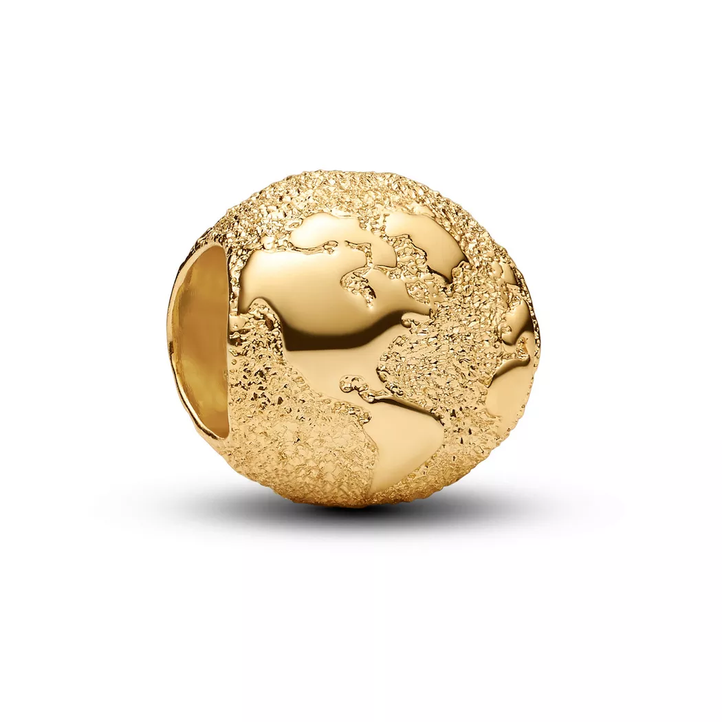 Pandora Gold Textured Globe Mini Charm