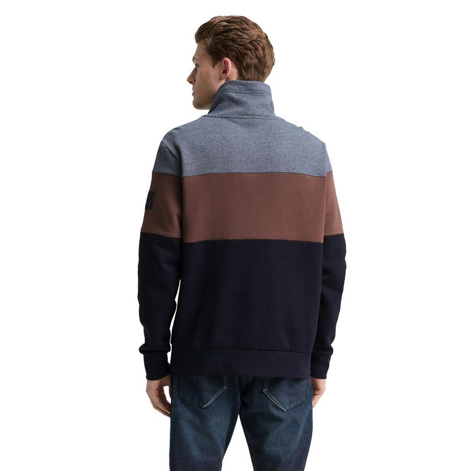 TOM TAILOR Color Block Sweatshirt mit Stehkragen  