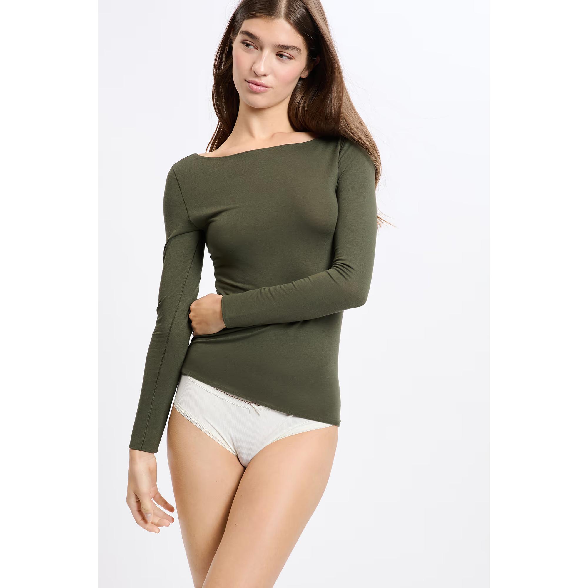 Etam Langarm Thermal T-Shirt Bootsausschnitt  