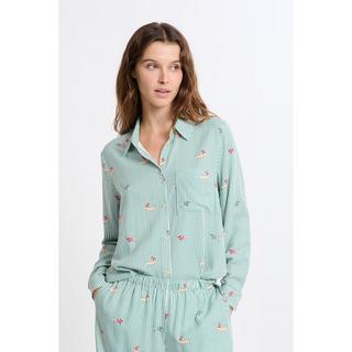 Etam Gestreiftes Langarmhemd mit Hunde-Print  