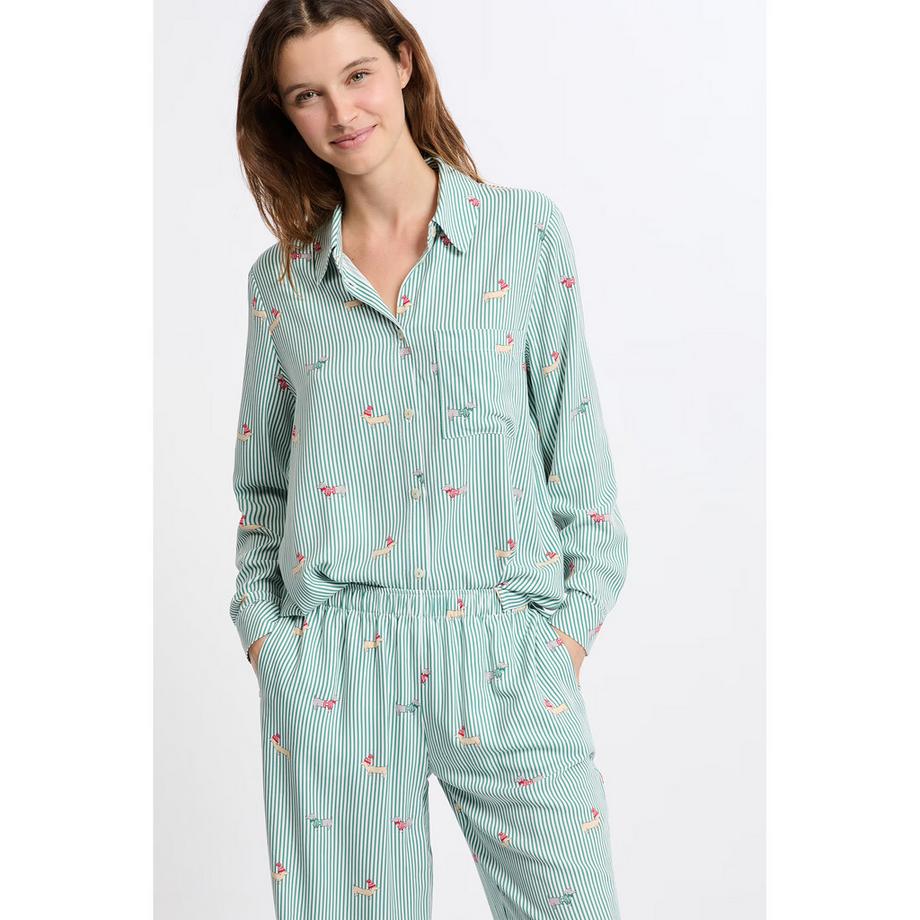 Etam Chemise à manches longues rayée avec imprimé chien  