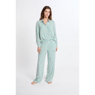 Etam Gestreiftes Langarmhemd mit Hunde-Print  