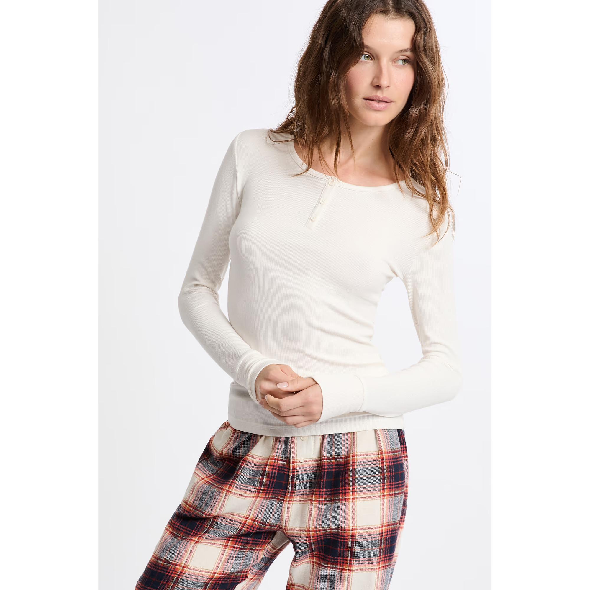 Etam Langarm Henley T-Shirt  